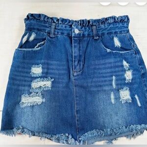 Hayden Denim Distressed Mini Skirt Multiple sizes